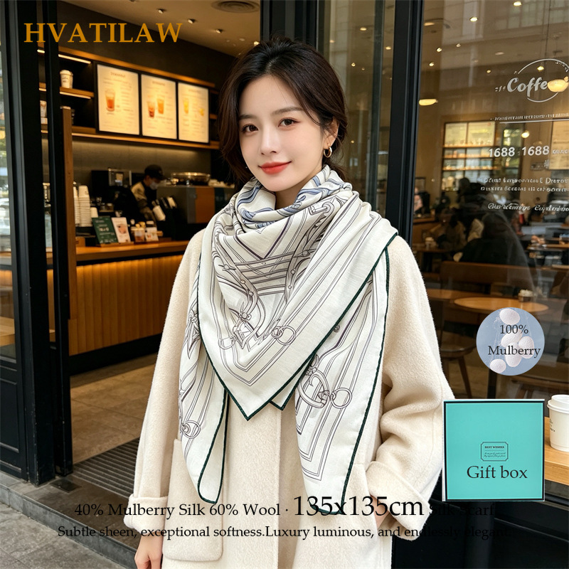 Sewing Hemming - 40% Silk 60% Wool Scarf 135x135cm