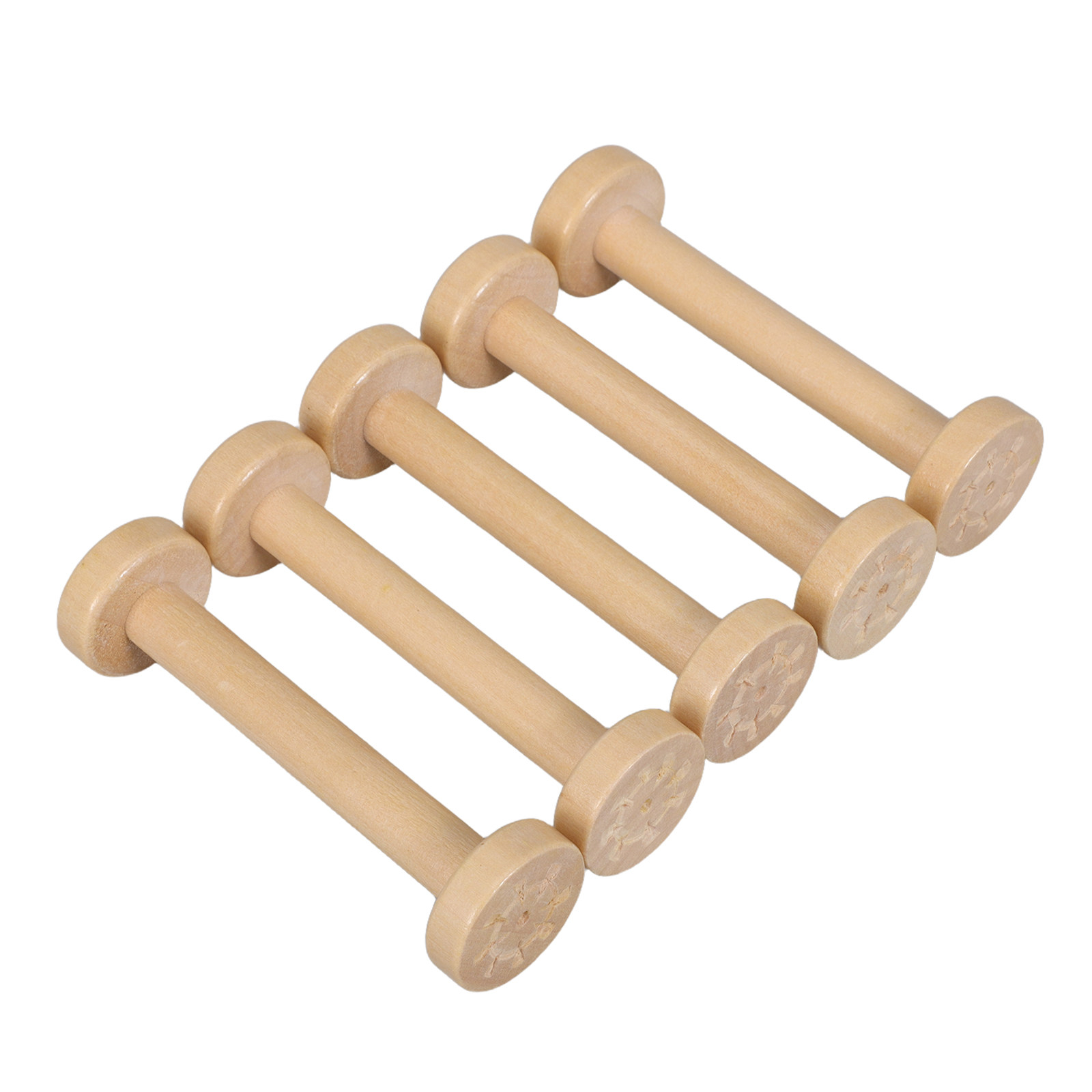 Sewing In Textile - 5Pcs Wooden Spools Natural Vintage Textile