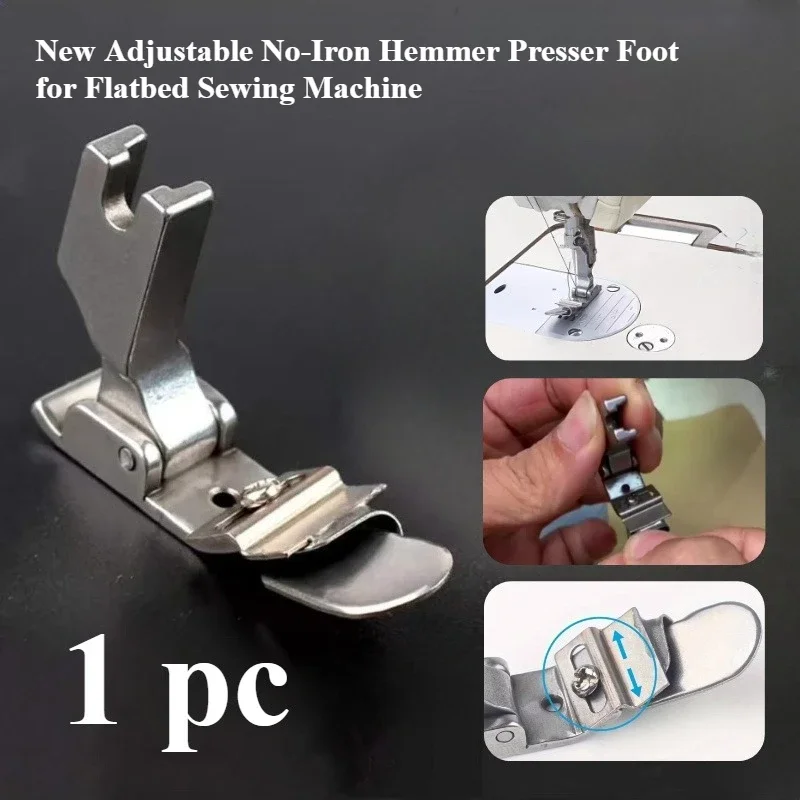 Textile Sewing Machines - Adjustable No-Iron Hemmer Foot for Flatbed