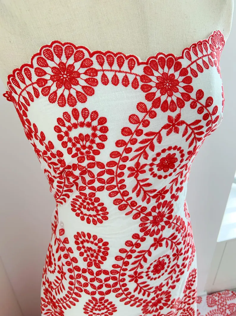 Sewing Eyelet Fabric - Off white Cotton Eyelet Lace Fabric
