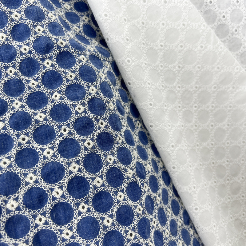Sewing Eyelet Fabric - Cotton Denim Small Circle Eyelet Hollow