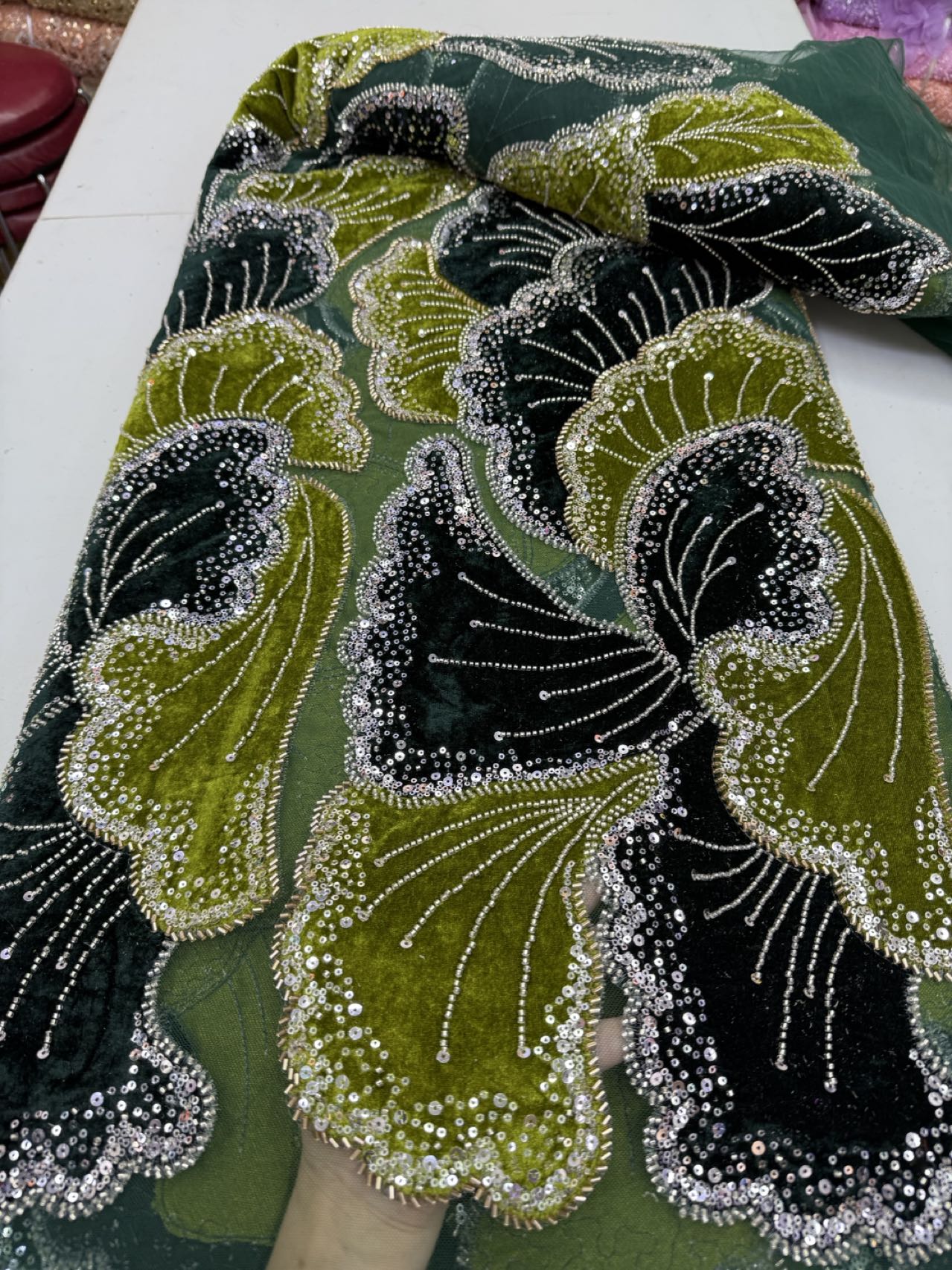 Luxury Sequins Beaded Tulle La - огляд і ціна Sewing Velvet Fabric
