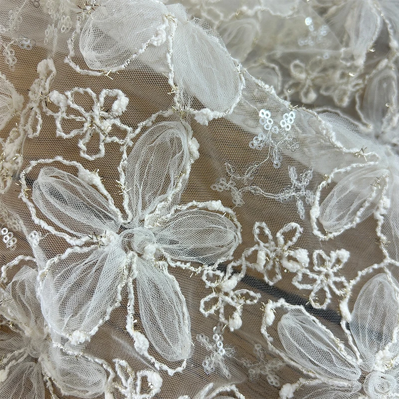3D Embroidered Sequin Mesh Fab - огляд і ціна Textile Sewing Techniques