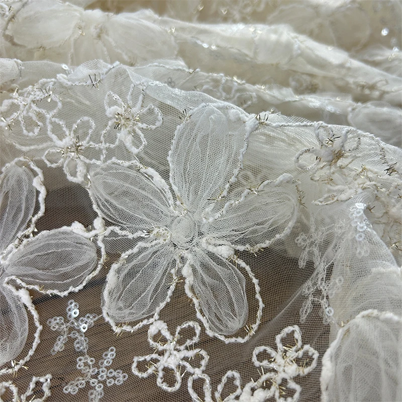 3D Embroidered Sequin Mesh Fab - огляд і ціна Textile Sewing Techniques