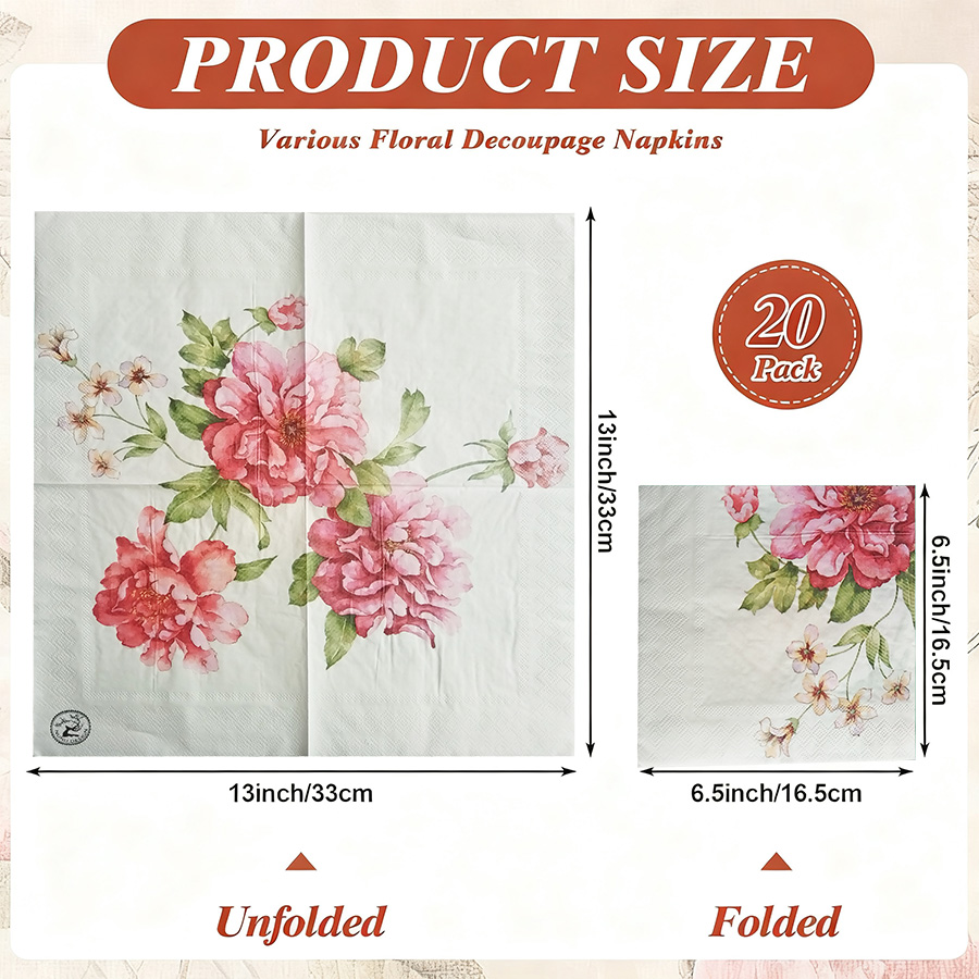 20pcs Assorted Floral Printed  - огляд і ціна Pattern Tissue Paper