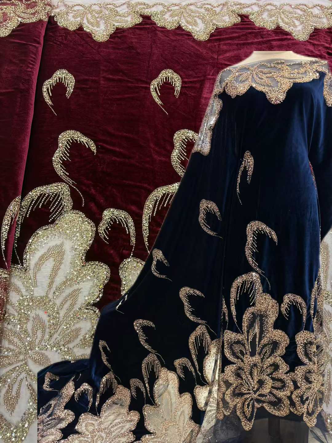 African Velvet Beaded Heavy La - огляд і ціна Sewing Velvet Fabric