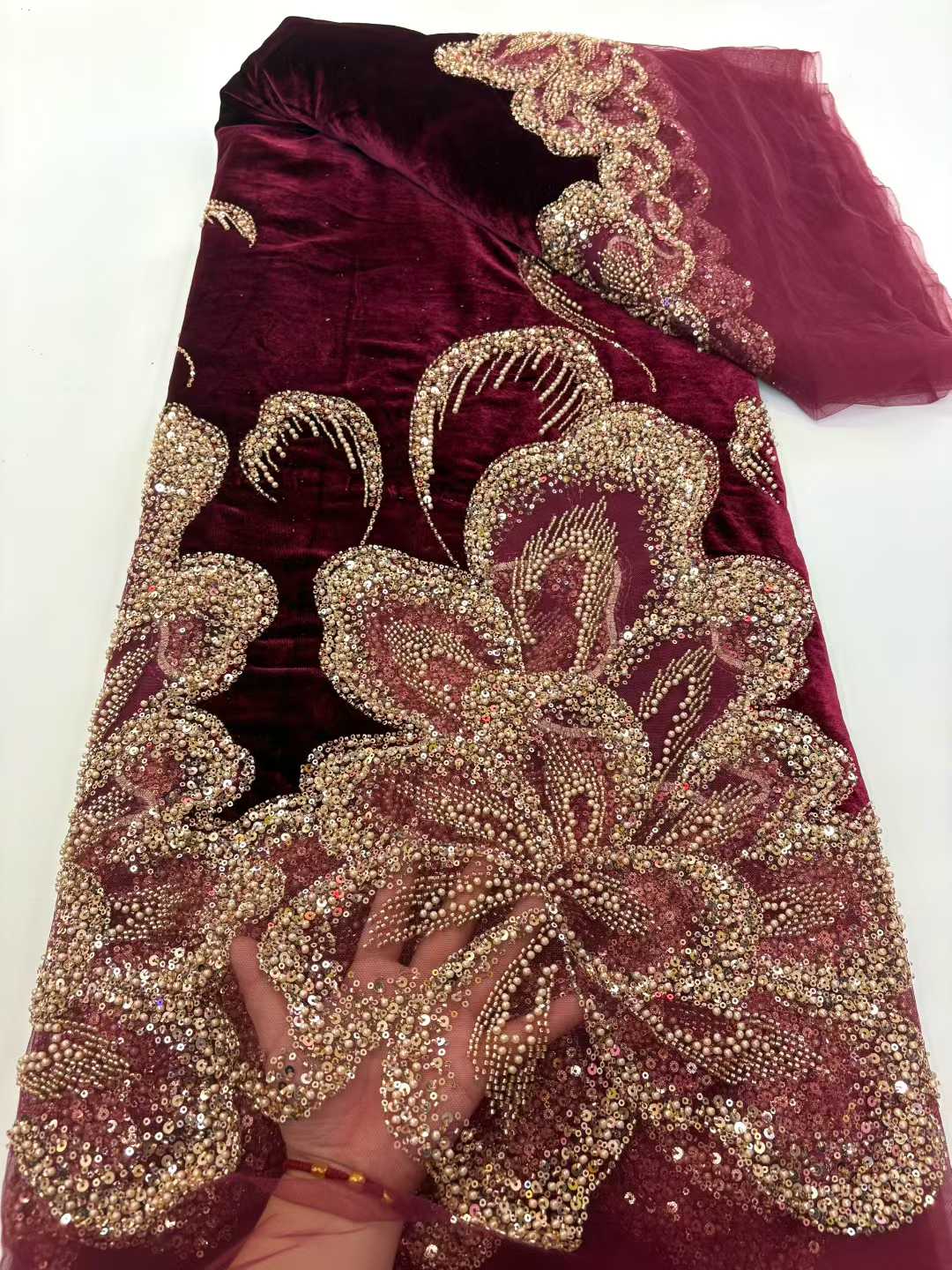 African Velvet Beaded Heavy La - огляд і ціна Sewing Velvet Fabric
