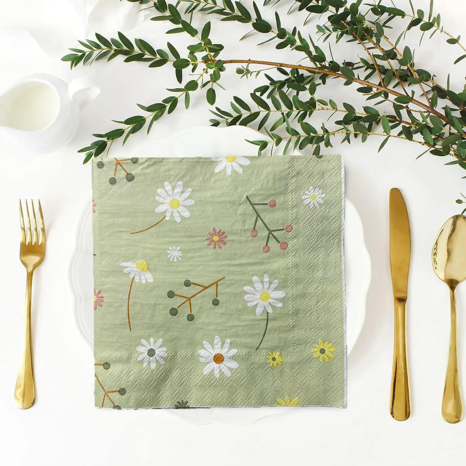 Chamomile Printed Napkin Green - огляд і ціна Pattern Tissue Paper