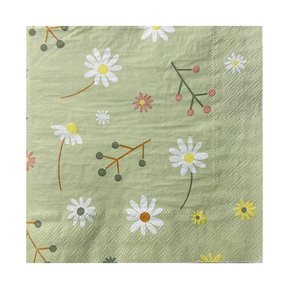 Chamomile Printed Napkin Green - огляд і ціна Pattern Tissue Paper