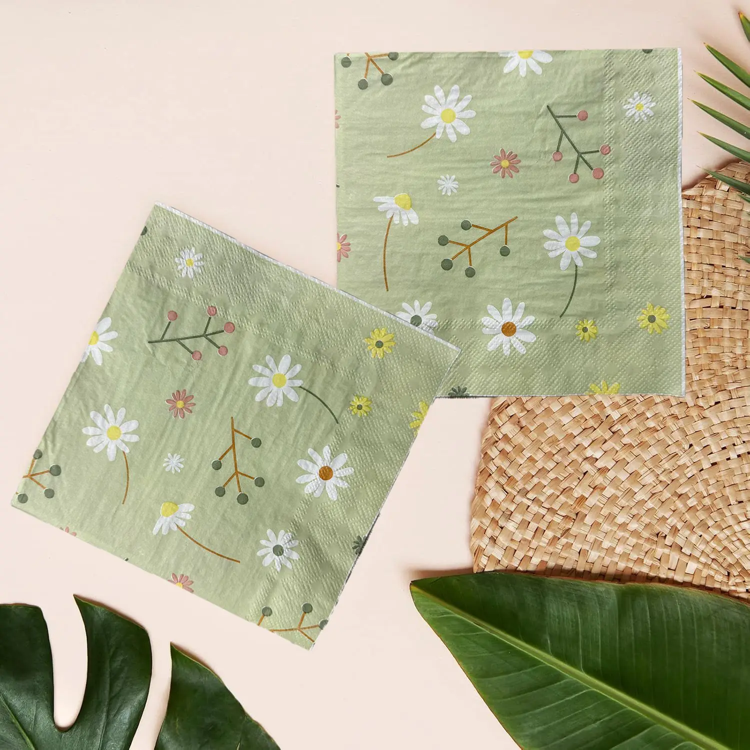 Chamomile Printed Napkin Green - огляд і ціна Pattern Tissue Paper
