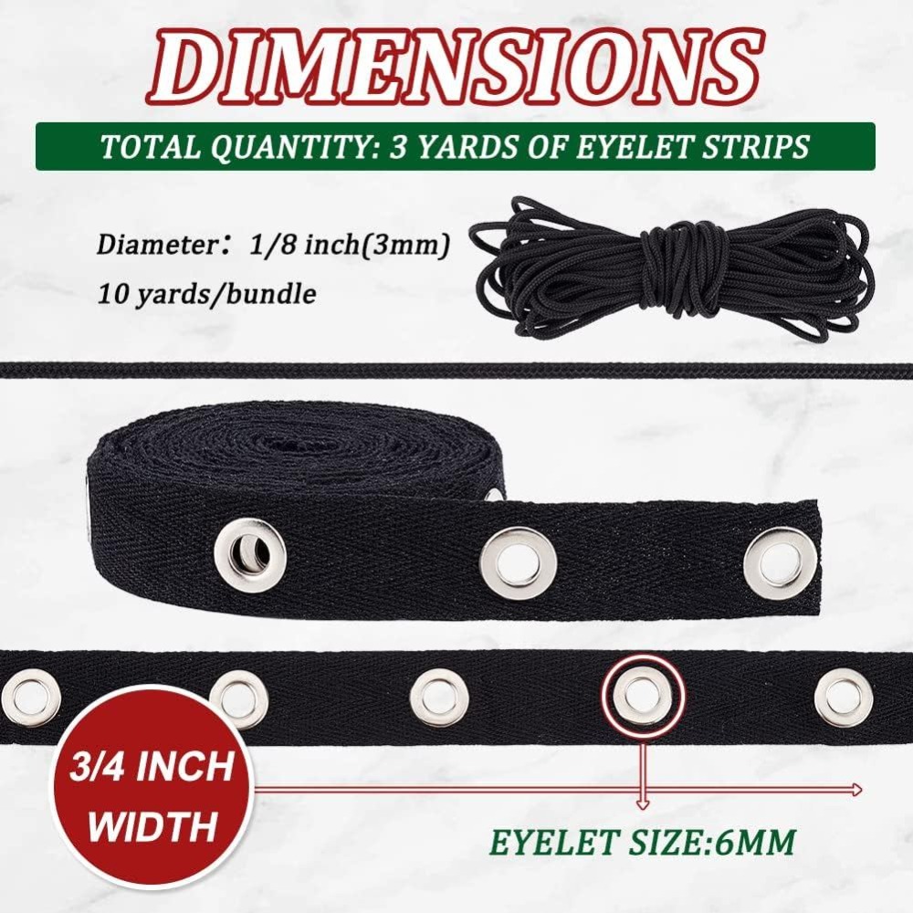 3 Yards Eyelet Tape Trim Black - огляд і ціна Sewing Eyelet Fabric